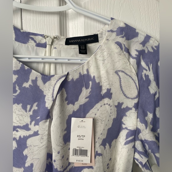 Banana Republic NWT Blue Lavender Flutter Sleeve Mini Dress size XSP - Picture 4 of 10